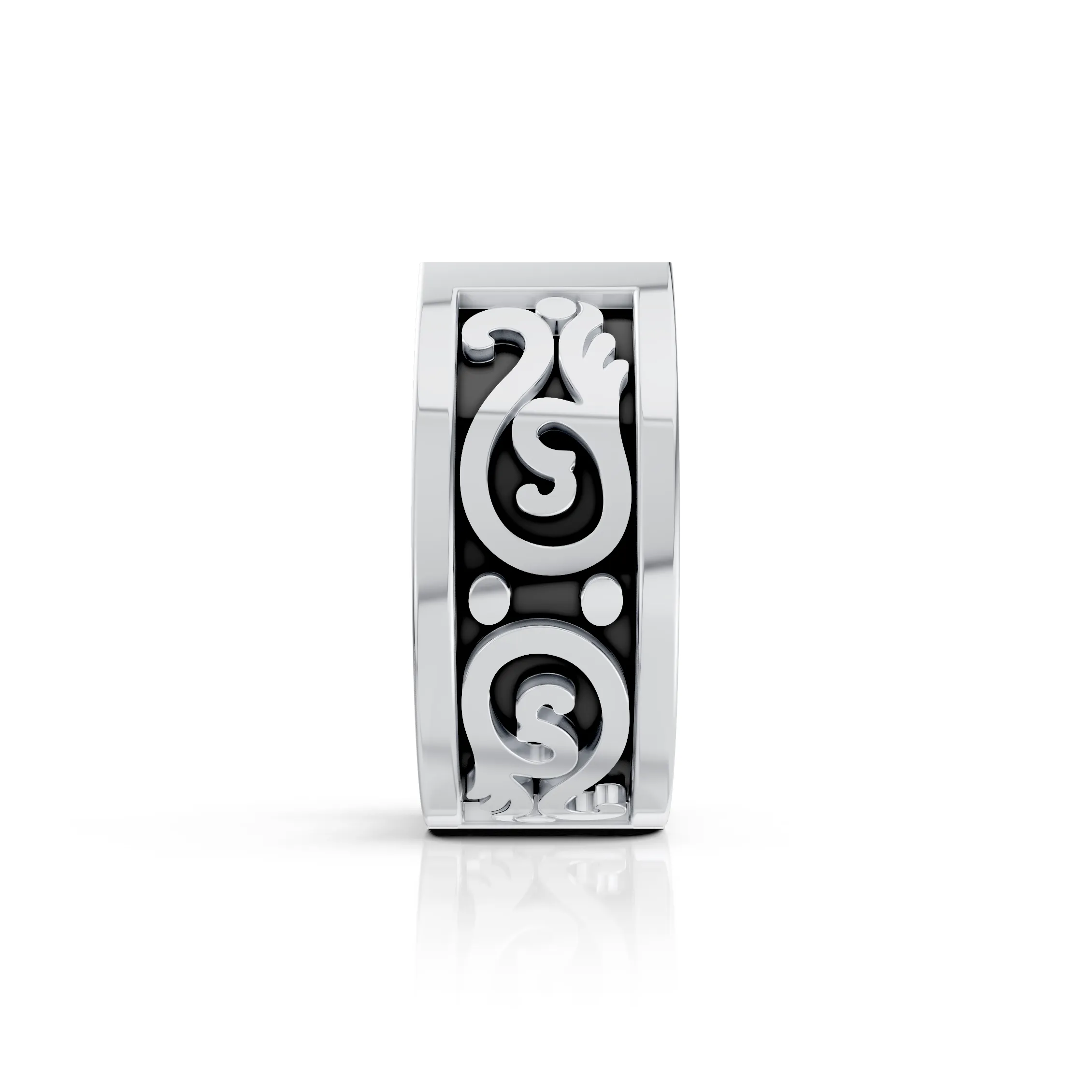 Black Enamel Geometric Design